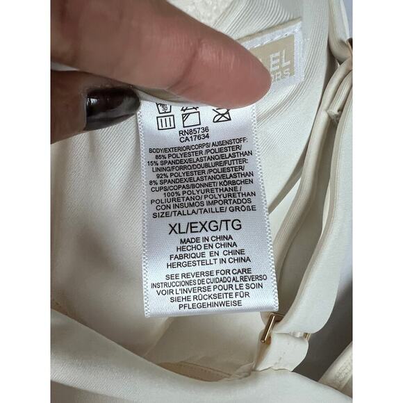 Michael Kors Women's Halter Top Grommet-Detail Bikini Set In Bone SZ XL New - Picture 9 of 11